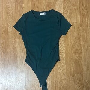 Green Short Sleeve thong Bodysuit